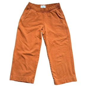 Everlane Womens Pants The Track Wide Leg Crop Fleece Jogger Orange Rust Sz. S